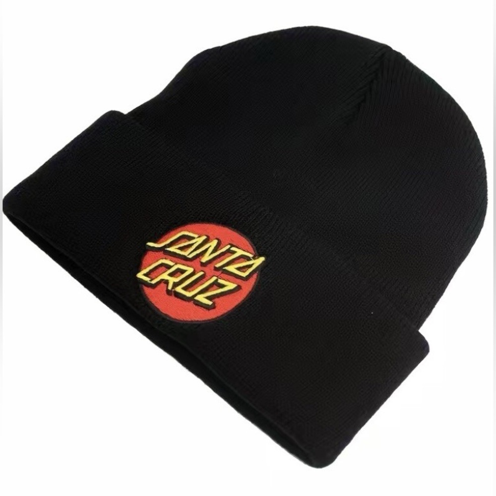 Santa Cruz Skateboards Black Beanie with Red and Yellow Logo
